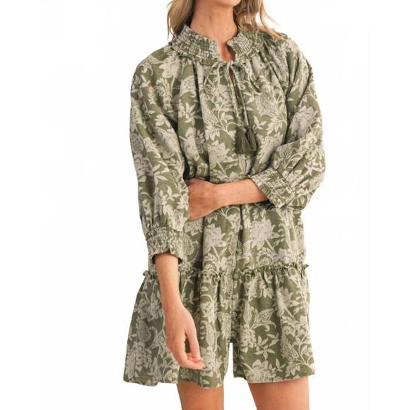&MERCI Dresses & Skirts - NEW &MERCI floral jacquard mini dress in olive floral